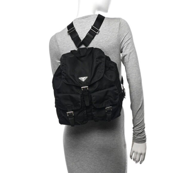 Prada Nylon Tessuto Backpack Saffiano Leather Shoulder Bag  display picture 3
